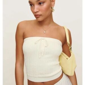 Reformation zazie Cream Strapless Crop Top